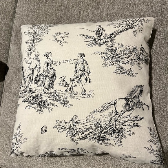 THREE Elegant Black and White Toile Throw Pillow - Picture 6 of 7
